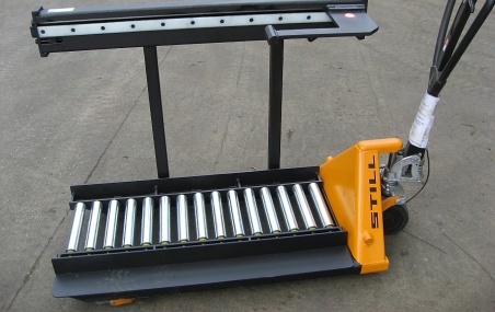 Rollenbaan op manuele transpalet
